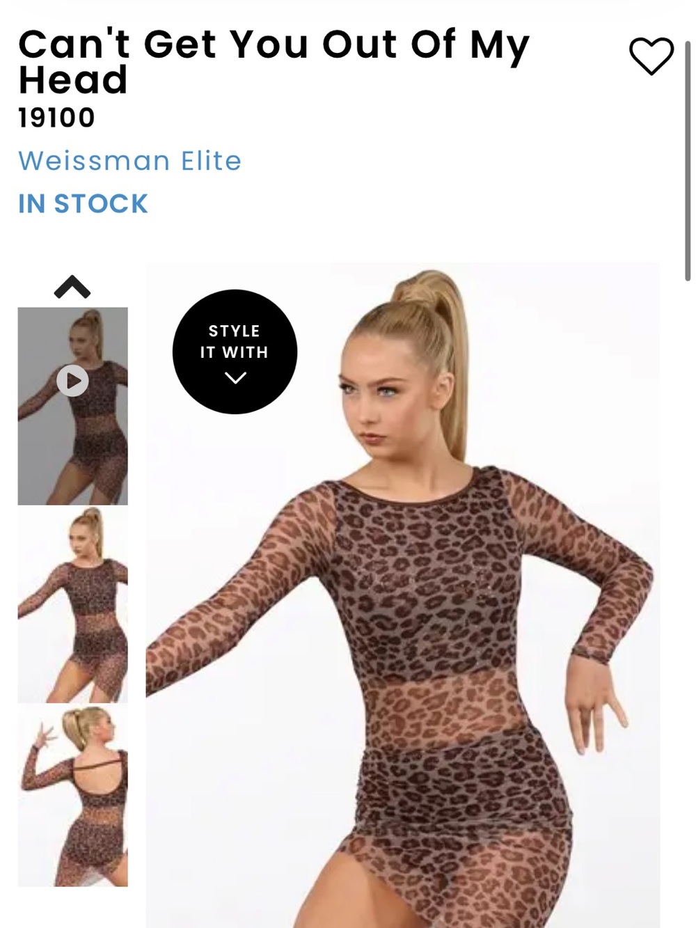 Weissman Dance Costume Jazz (style 19100) Adult Medium
